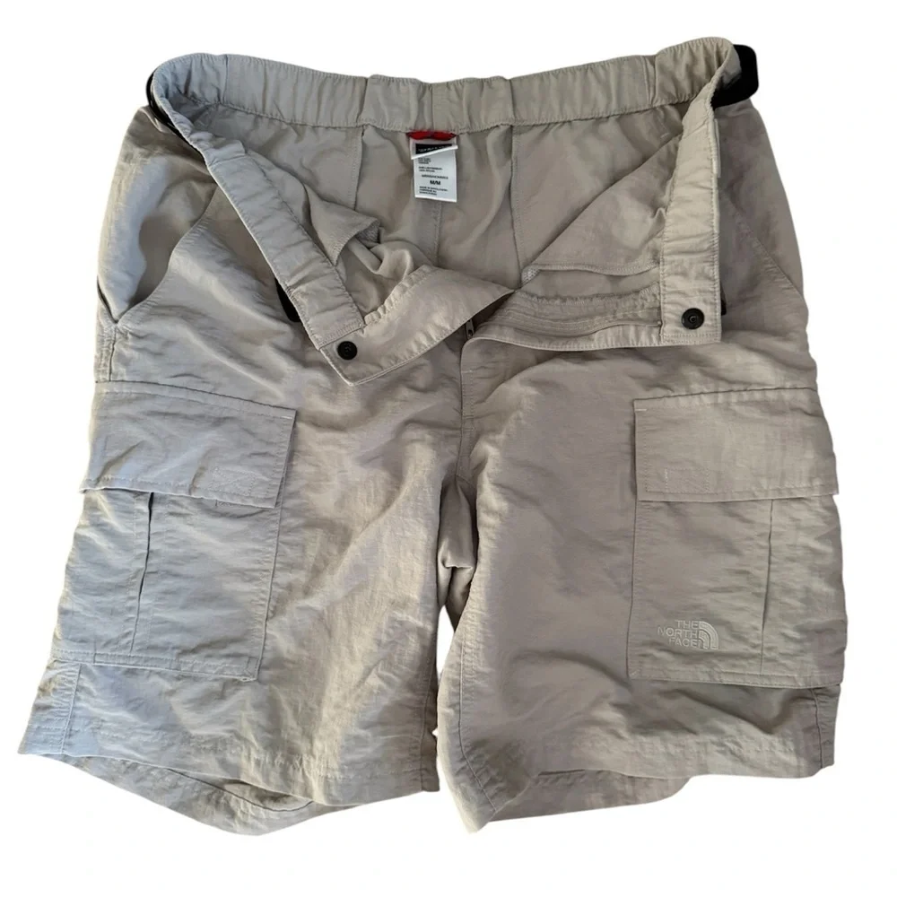 The North Face Nylon Hiking Shorts Tan Cargo Belted Utility Outdoor Medium